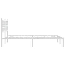 Berkfield Home Metal Bed Frame without Mattress with Headboard White 140x200cm - Size: 140x200 cm - thumbnail 5
