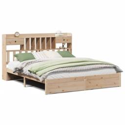 Berkfield Home Decorative Bookcase Bed without Mattress 180x200cm Super King Sol in Light Tan - thumbnail 3
