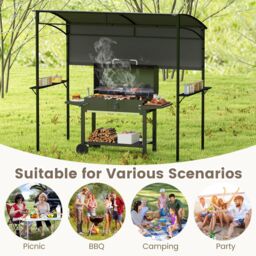Costway 239 x 108 cm Grill Gazebo Outdoor Patio BBQ Canopy in Grey - thumbnail 8
