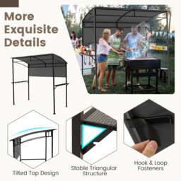 Costway 239 x 108 cm Grill Gazebo Outdoor Patio BBQ Canopy in Grey - thumbnail 3