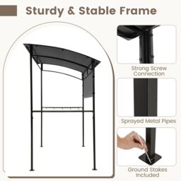 Costway 239 x 108 cm Grill Gazebo Outdoor Patio BBQ Canopy in Grey - thumbnail 5