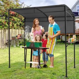 Costway 239 x 108 cm Grill Gazebo Outdoor Patio BBQ Canopy in Grey - thumbnail 6