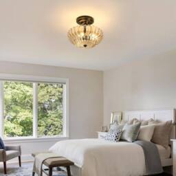 COMELY Amber Crystal Ceiling Lights, E27 Vintage Crystal Chandelier, E27 Base - thumbnail 7