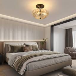 COMELY Amber Crystal Ceiling Lights, E27 Vintage Crystal Chandelier, E27 Base - thumbnail 4