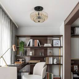 COMELY Amber Crystal Ceiling Lights, E27 Vintage Crystal Chandelier, E27 Base - thumbnail 5