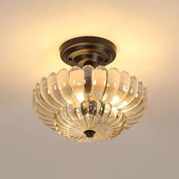 COMELY Amber Crystal Ceiling Lights, E27 Vintage Crystal Chandelier, E27 Base - thumbnail 1