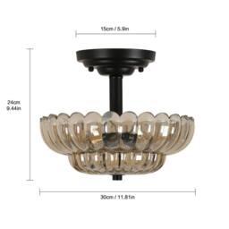 COMELY Amber Crystal Ceiling Lights, E27 Vintage Crystal Chandelier, E27 Base - thumbnail 8