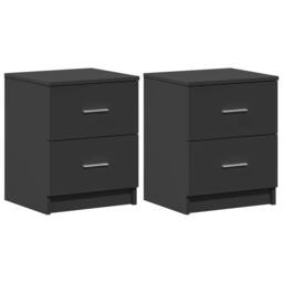 Berkfield Home Durable Bedside Cabinets 2 pcs with 2 Drawers Black 40x36x50 cm - Size: 40 x 36 x 50 cm - thumbnail 3