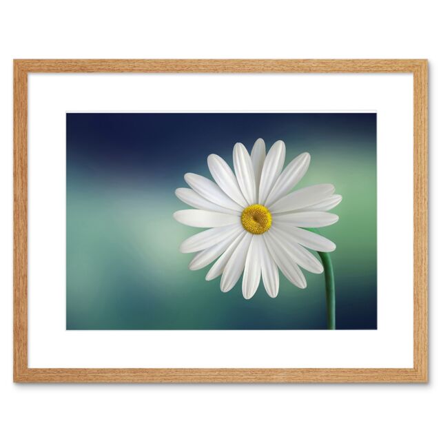 "Artery8 Wall Art Print White Flower Petals Daisy Framed in Beige - Size: W7"" x H9""" - image 1