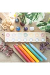 KDMD Seven Chakras Wooden Candle Holder - Balance & Serenity Decor in Beige - thumbnail 4