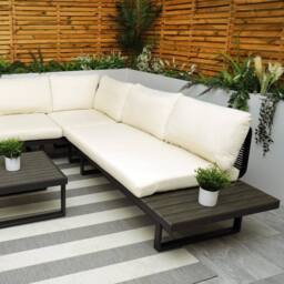 Modish Furnishing Naples Cream Aluminium 5 Seater Modular Corner Sofa Lounge Garden Set - thumbnail 7