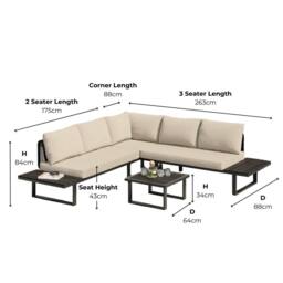 Modish Furnishing Naples Cream Aluminium 5 Seater Modular Corner Sofa Lounge Garden Set - thumbnail 8
