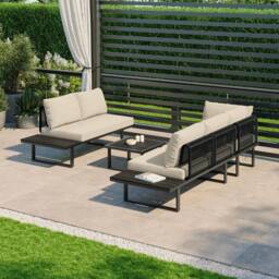 Modish Furnishing Naples Cream Aluminium 5 Seater Modular Corner Sofa Lounge Garden Set - thumbnail 2