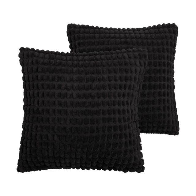 OHS 2 Pack Bobble Cushion Covers Home Decor Set in Black - Size: 45 cm x 45 cm
