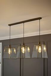 ValueLights Susie Glass Lantern Lamp Shade 3 Drop Diner Ceiling Pendant Light in Bronze