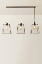 ValueLights Susie Glass Lantern Lamp Shade 3 Drop Diner Ceiling Pendant Light in Bronze - thumbnail 3