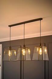 ValueLights Susie Glass Lantern Lamp Shade 3 Drop Diner Ceiling Pendant Light in Bronze - thumbnail 2
