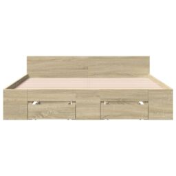 Berkfield Home Bed Frame with Drawers without Mattress Sonoma Oak 140x200 cm in Brown - thumbnail 4