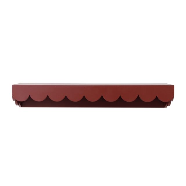Melody Maison Large Oxblood Dark Red Scalloped Wall Storage Shelf - 61cm - image 1