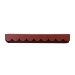 Melody Maison Large Oxblood Dark Red Scalloped Wall Storage Shelf - 61cm - thumbnail 1