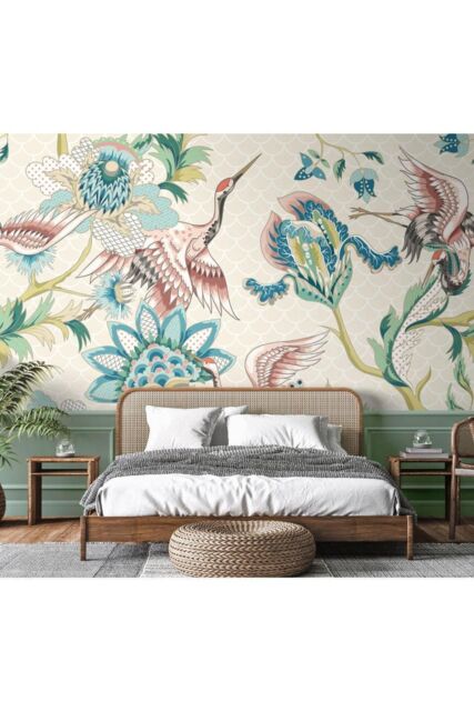 Origin Murals Cranes in Flight Wall Mural in Cream - Size: W300 cm x H240 cm - image 1