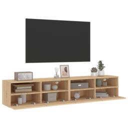 Berkfield Home TV Wall Cabinets 2 pcs Sonoma Oak 80x30x30 cm Engineered Wood in Light Tan - Size: 80 x 30 x 30 cm - thumbnail 6