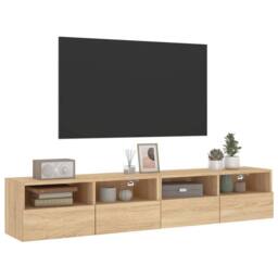 Berkfield Home TV Wall Cabinets 2 pcs Sonoma Oak 80x30x30 cm Engineered Wood in Light Tan - Size: 80 x 30 x 30 cm - thumbnail 5