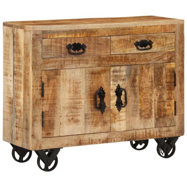 Berkfield Home Sideboard 80x30x65 cm Solid Rough Wood Mango in Brown - Size: 80 x 30 x 65 cm - image 1