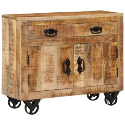 Berkfield Home Sideboard 80x30x65 cm Solid Rough Wood Mango in Brown - Size: 80 x 30 x 65 cm
