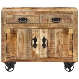 Berkfield Home Sideboard 80x30x65 cm Solid Rough Wood Mango in Brown - Size: 80 x 30 x 65 cm - thumbnail 3