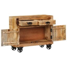 Berkfield Home Sideboard 80x30x65 cm Solid Rough Wood Mango in Brown - Size: 80 x 30 x 65 cm - thumbnail 2