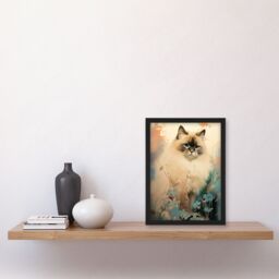 Artery8 Wall Art Print Ragdoll Cat Pastel Colour Animal Portrait Framed Picture in Beige - Size: A4 - thumbnail 4