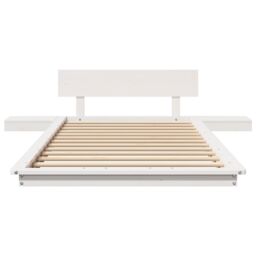 Berkfield Home Floor Bed Frame with Bedside Tables White 75x190cm Solid Wood - Size: 75x190 cm - thumbnail 5