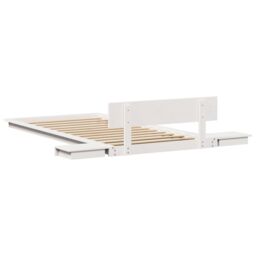 Berkfield Home Floor Bed Frame with Bedside Tables White 75x190cm Solid Wood - Size: 75x190 cm - thumbnail 7