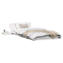 Berkfield Home Floor Bed Frame with Bedside Tables White 75x190cm Solid Wood - Size: 75x190 cm - thumbnail 4