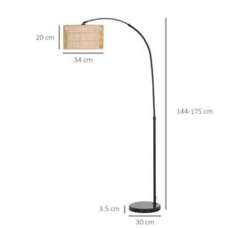 Wyld Haus Limo Adjustable Rattan Style Arc Floor Lamp with Dual Layer Shade in Black - thumbnail 4