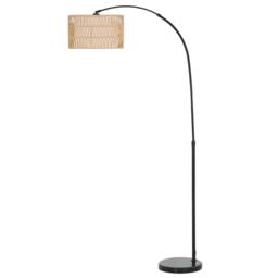 Wyld Haus Limo Adjustable Rattan Style Arc Floor Lamp with Dual Layer Shade in Black - thumbnail 2