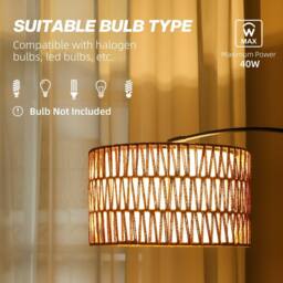 Wyld Haus Limo Adjustable Rattan Style Arc Floor Lamp with Dual Layer Shade in Black - thumbnail 7