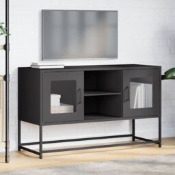 Berkfield Home TV Cabinet Black 100.5x39x60.5 cm Steel - thumbnail 4