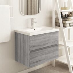 Berkfield Home Sink Cabinet Grey Sonoma 60x38.5x45 cm Engineered Wood - thumbnail 1