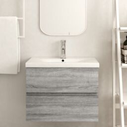 Berkfield Home Sink Cabinet Grey Sonoma 60x38.5x45 cm Engineered Wood - thumbnail 6
