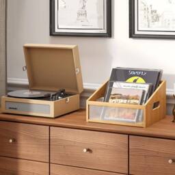 Kelvenix Bamboo & Acrylic CD DVD Storage Box Organizer in Brown - thumbnail 3