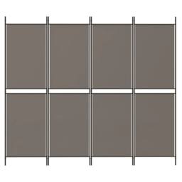 Berkfield Home 4-Panel Room Divider Anthracite 200x200 cm Fabric in Black - thumbnail 3