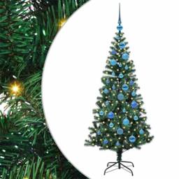 Berkfield Home Artificial Pre-lit Christmas Tree Green 150 cm PVC & Metal - thumbnail 2