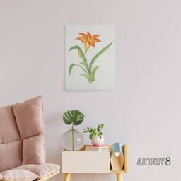 "Artery8 Orange Lily Flower Canvas Wall Art Print Vintage Japan Botanical in Pink - Size: W12"" x H16""" - thumbnail 3