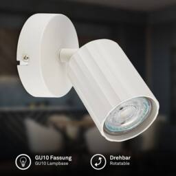 BRILONER Off White Metal Wall Lamp GU10 Single Spot Light Reading Spotlight - thumbnail 3
