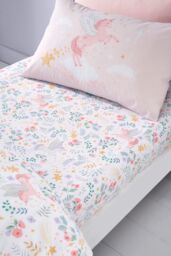 Catherine Lansfield 'Fairytale Unicorn' Fitted Sheet in White - Size: Single Fitted - thumbnail 1