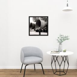 "Artery8 Wall Art Print Space NASA Von Braun Saturn V F-1 Rocket Thrusters Photo Square Framed Picture 16X16 Inch in Black - Size: W16"" x H16""" - thumbnail 2