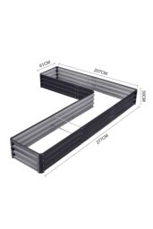 Living and Home L-Shaped Galvanized Steel Raised Garden Bed Charcoal Black - thumbnail 2