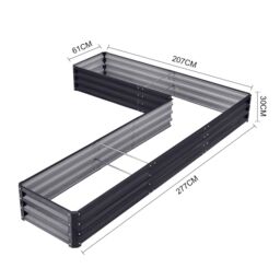 Living and Home L-Shaped Galvanized Steel Raised Garden Bed Charcoal Black - thumbnail 8